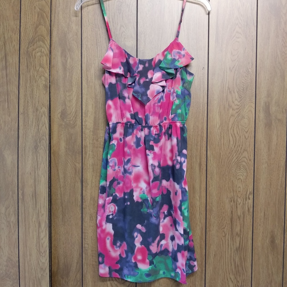 Alice + Olivia Pink/Green Spaghetti Strip XS Dress